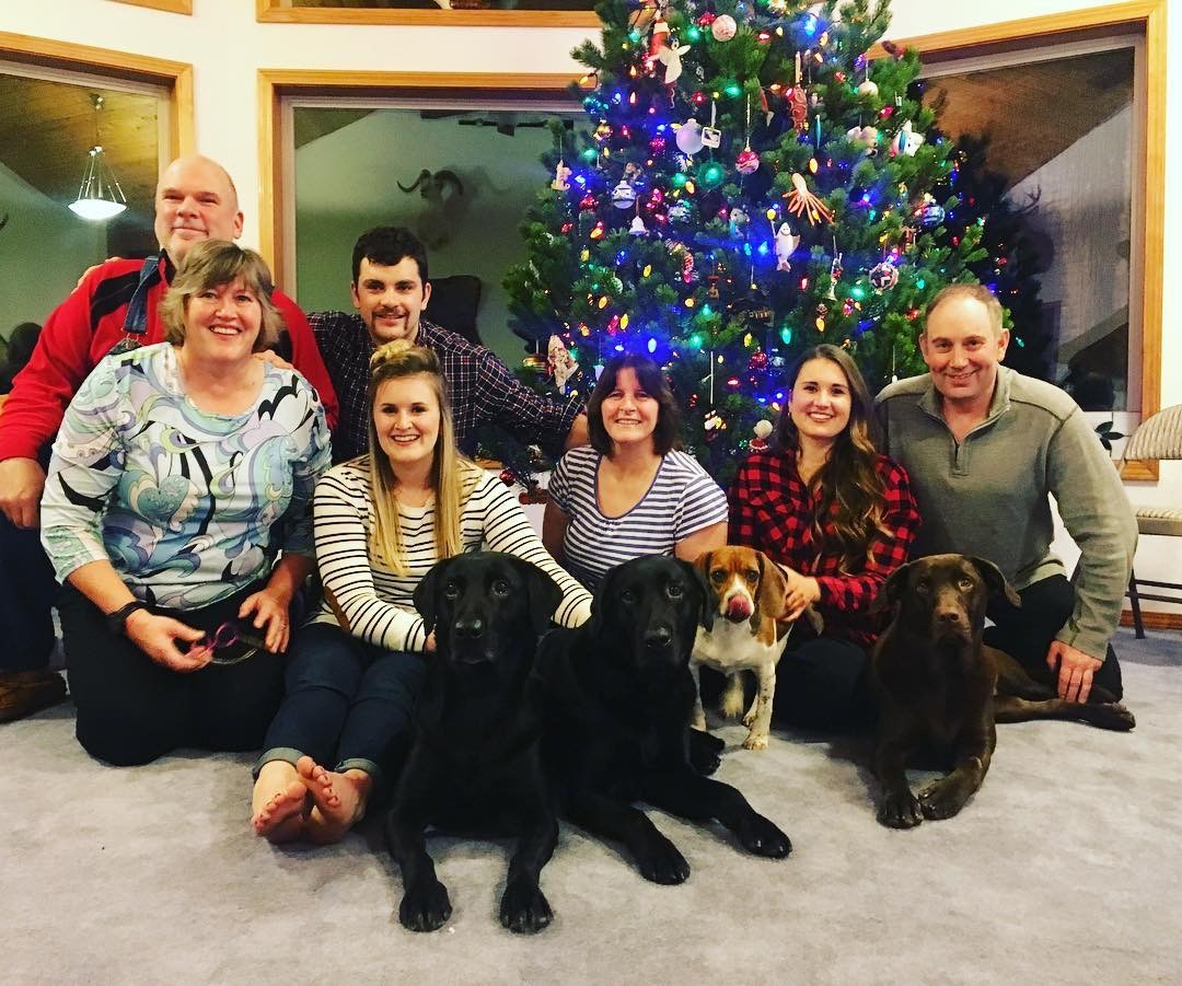 Mark and Sara and Family by the Christmas Tree