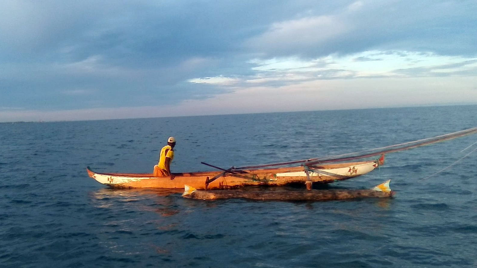 Fisherman on boat in madagascar