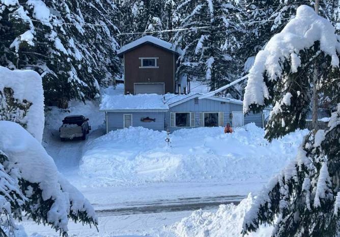 house in a snowy scene